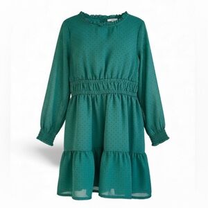 Carter’s Teal Polka Dot Girls Dress Long Sleeve Size 6/6X